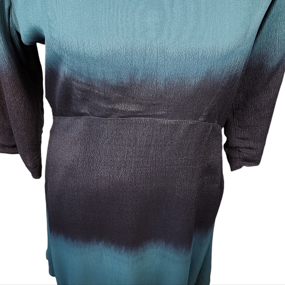 Anthropologie Chloe Oliver Green and Black Ombre Dress 3/4 Sleeve Size Medium - Picture 3 of 10